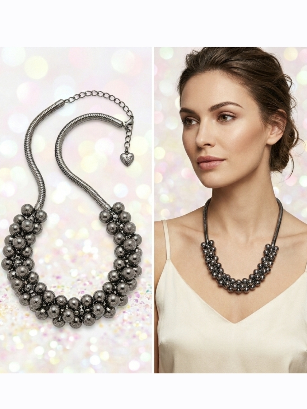 Silver clavicle Beaded necklace